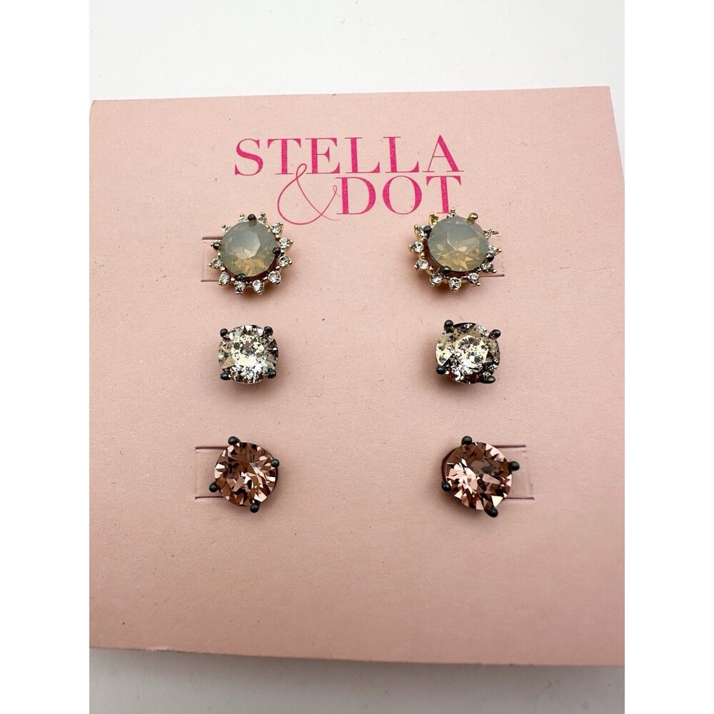 Stella And Dot Rhinestone Pierced Earring Lot